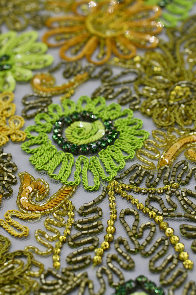 A112 - Kiwi & Copper Beaded Applique
