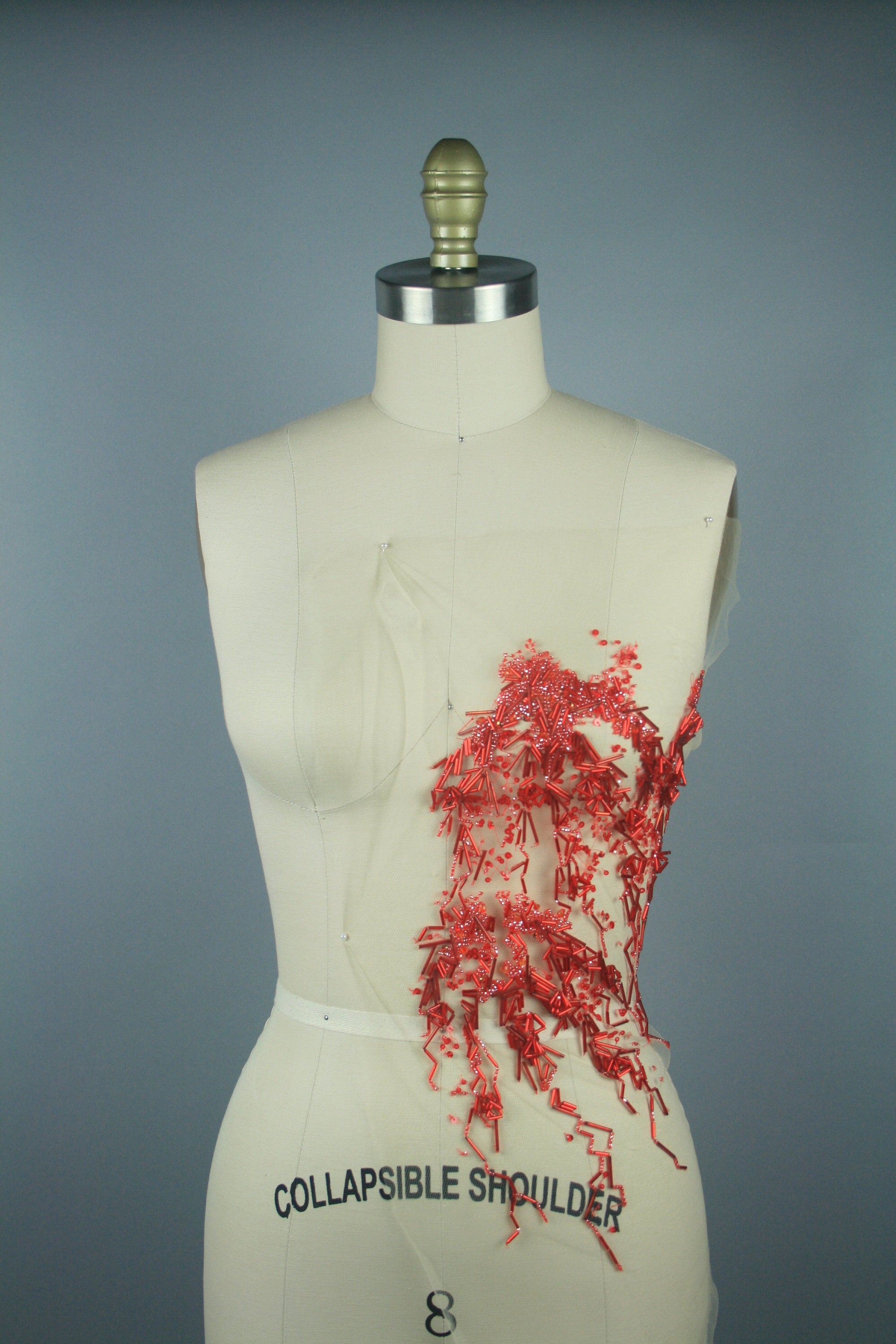 Red beading lace embroidered beaded applique panel,Beaded Trim for Party Dress,Beaded Lace,Couture Fabric