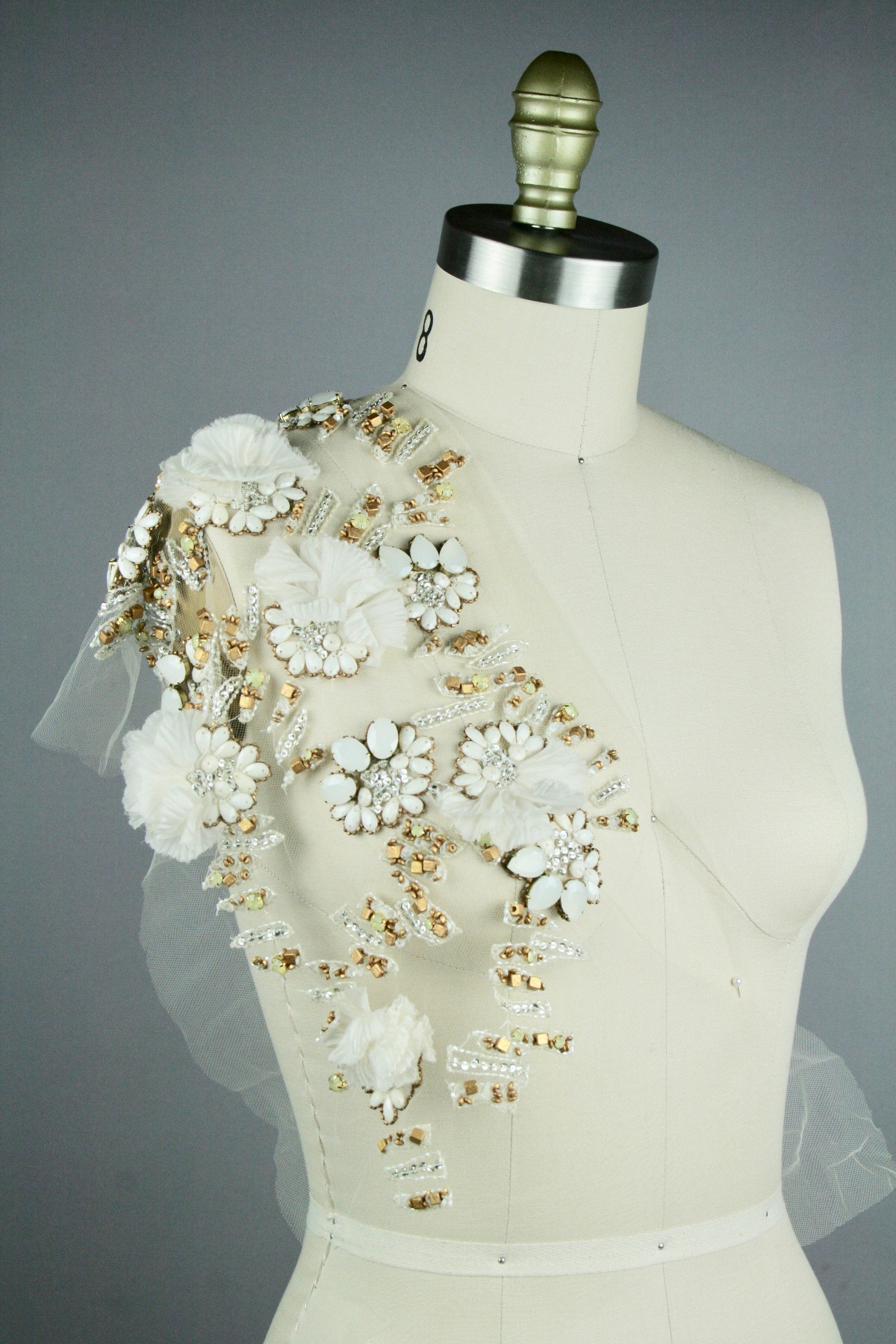 3D Heavy Beaded Crystal Wedding Applique