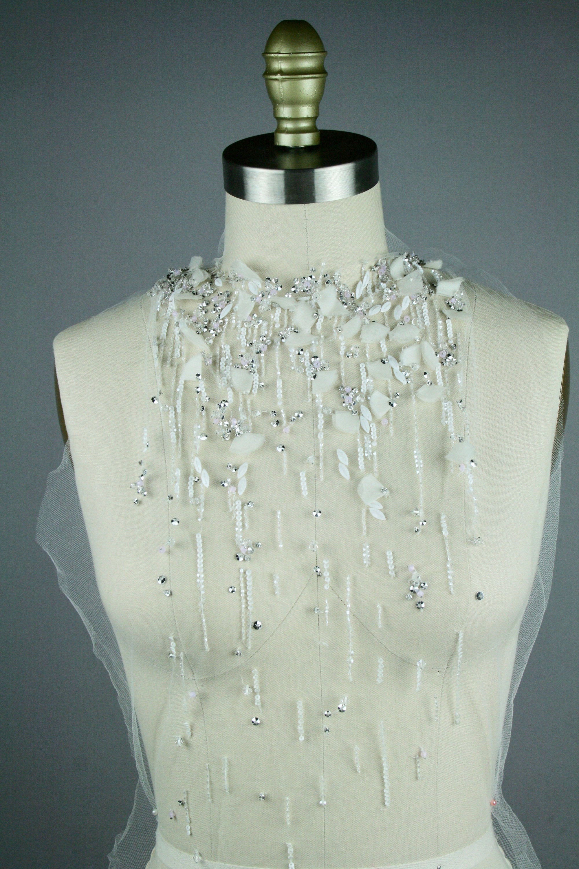 3D White Wedding Cascading Applique