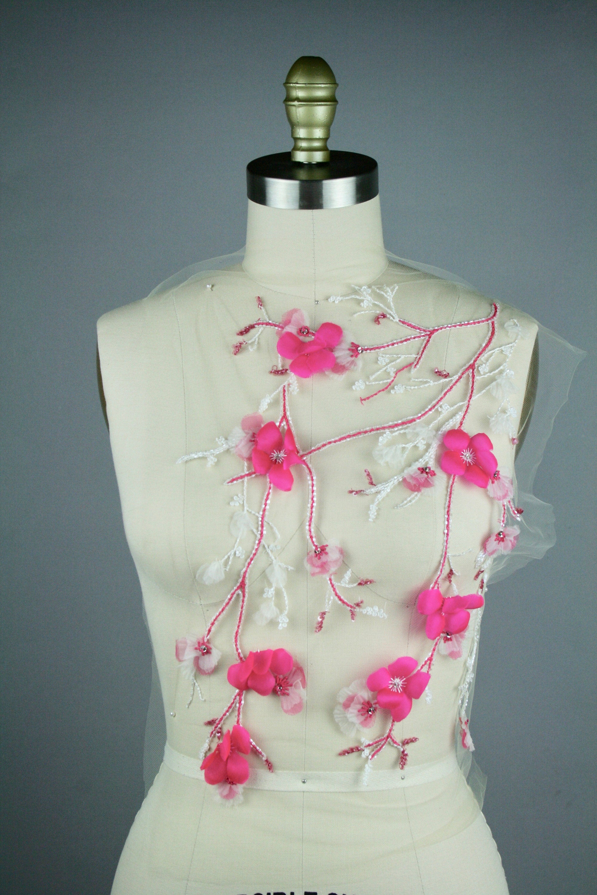 3D Indian Pink Floral Applique