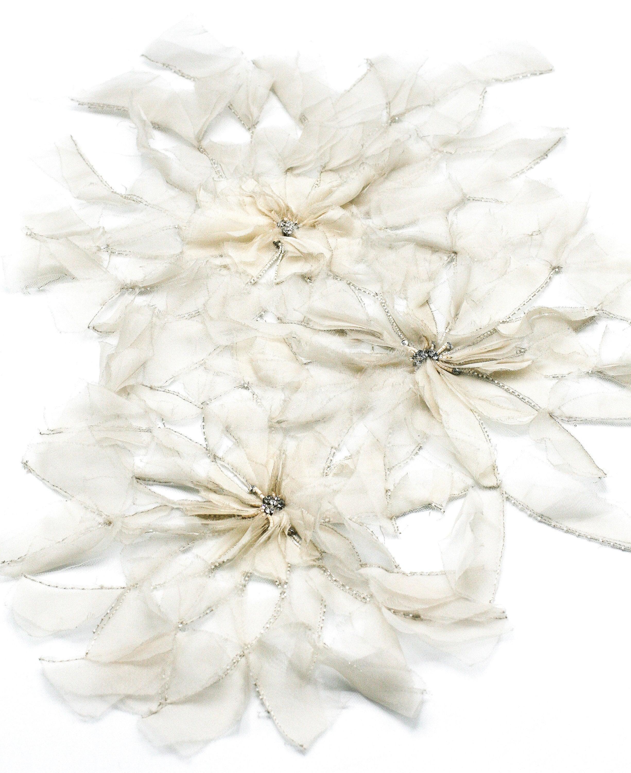 Custom handmade floral corsage embellished with Rhinestones and beads