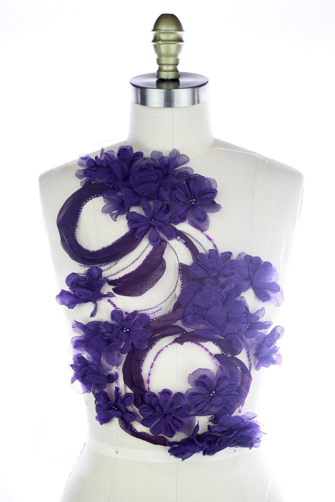 tbd - Amethyst Silk Organza Floral Panel
