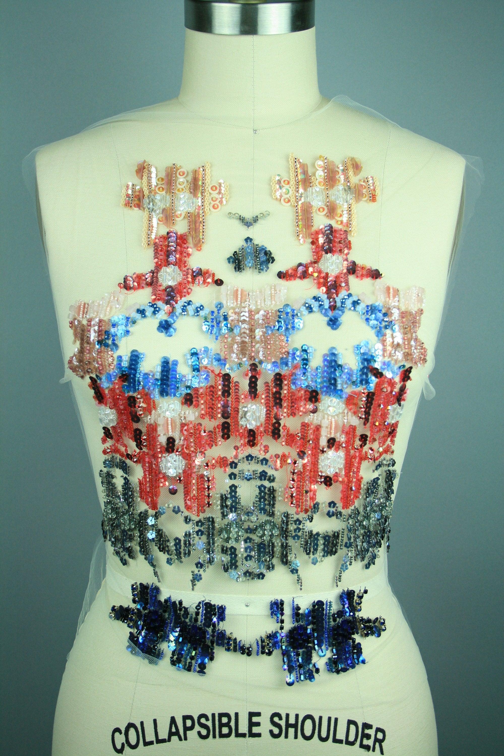 Sequin Lace Fabric Colorfull embroidery used as wedding lace fabric beaded trim applique panel for Haute Couture and Luxury fashion