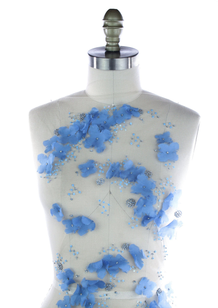 A126 - Capri Blue Allover Floral Applique
