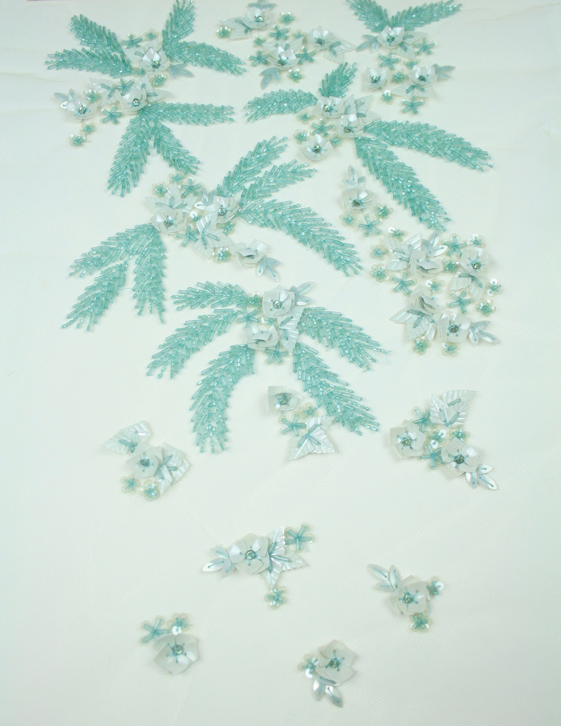 C105 - Pacific Opal Mint Beaded Applique