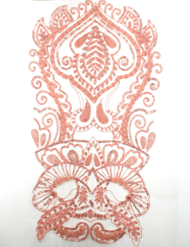 A120 - Rosey Peach Applique Panel
