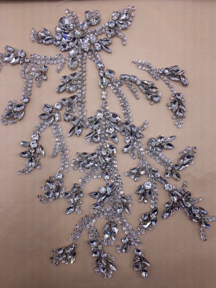 3D Heavy Beaded Cascading Floral Applique