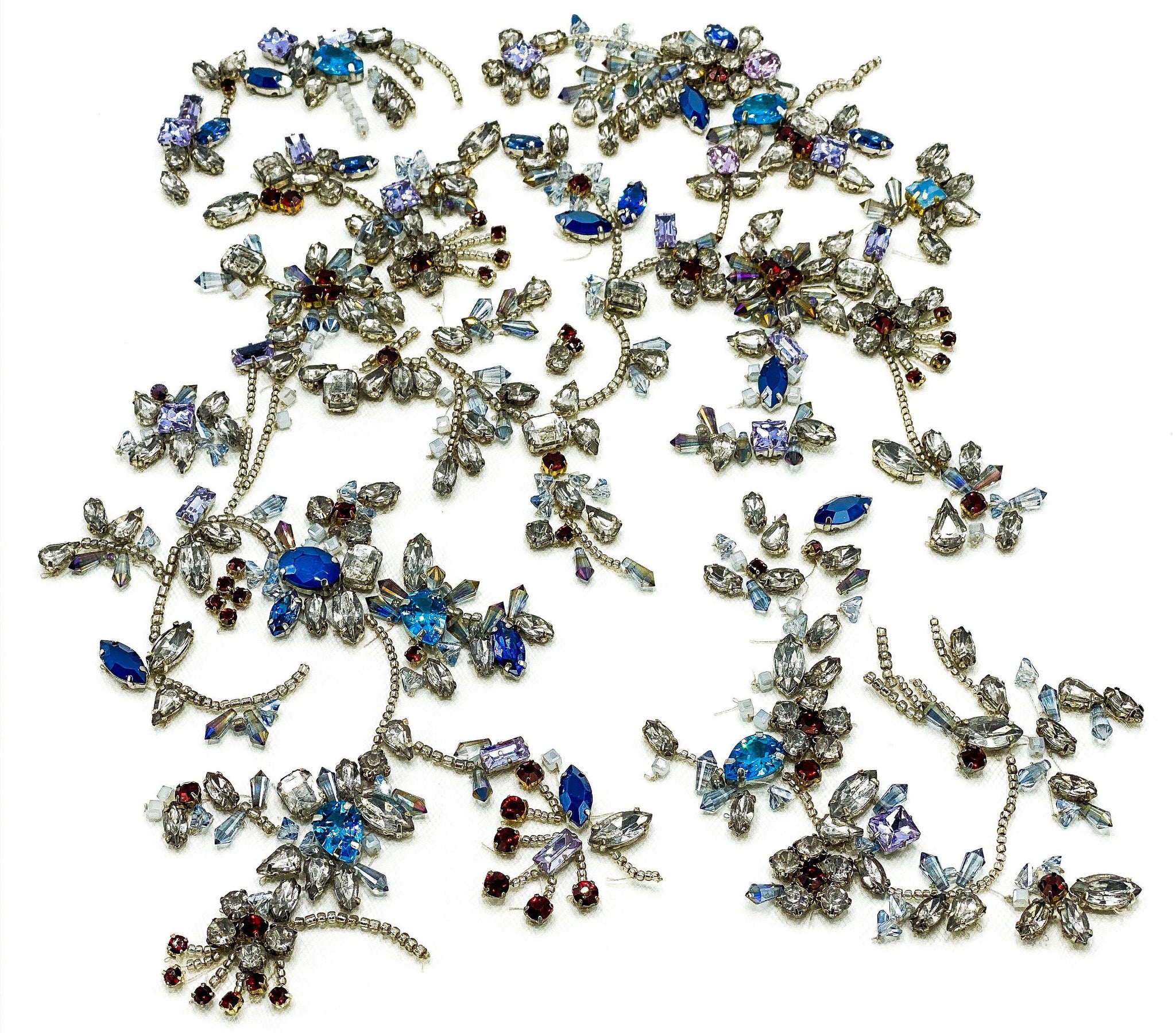 Rhinestones & Crystals Beaded Tulle - Couture Fabric with Rhinestones and Crystals