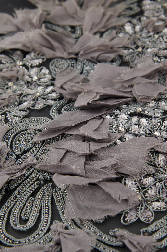 3D Charcoal Gray Embellished Applique
