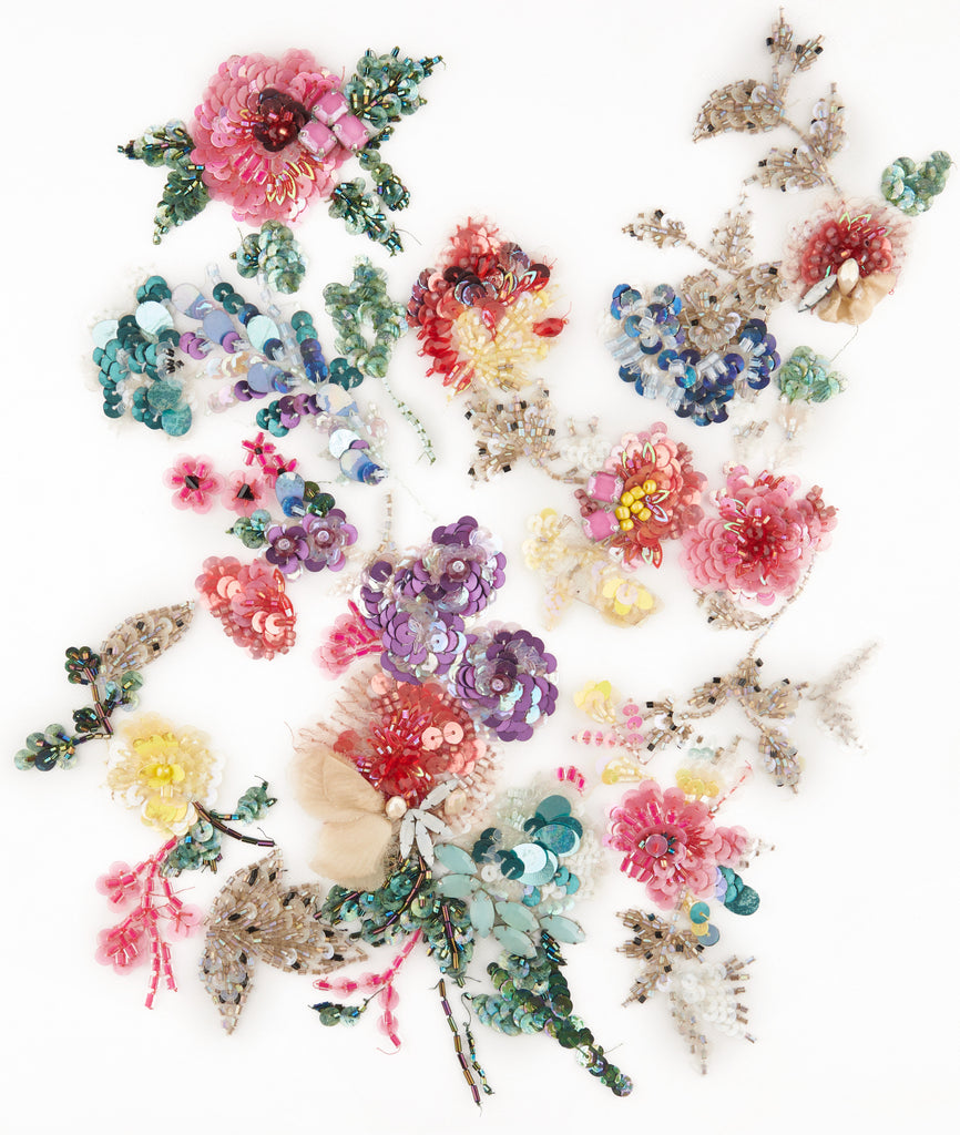 3D Multi Colored Floral Beaded Applique
