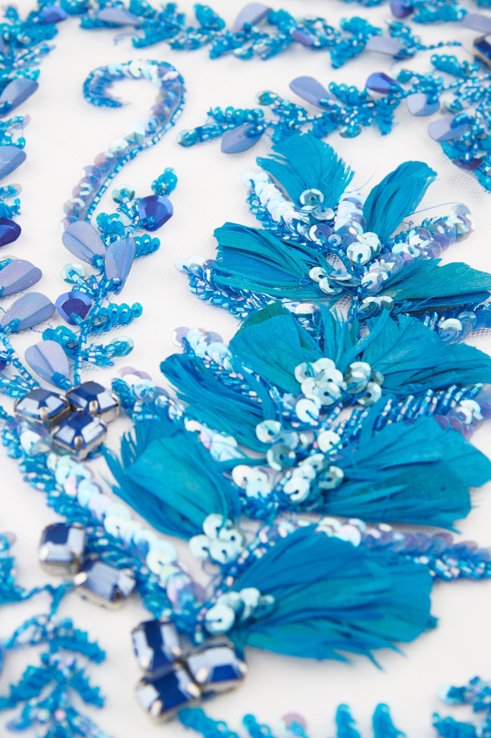 A104 - Light Sapphire Feather Applique